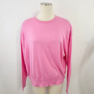 Crush cotton silk cashmere sweater bubblegum pink knit crew women's medium M